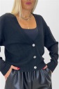 cardigan corto con bottoni gioiello diamond